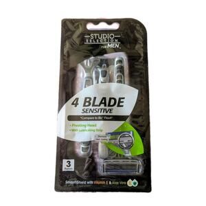 Studio Selection Mens Disposable Shaving Razors 3 Pack Sensitive 4 Blade